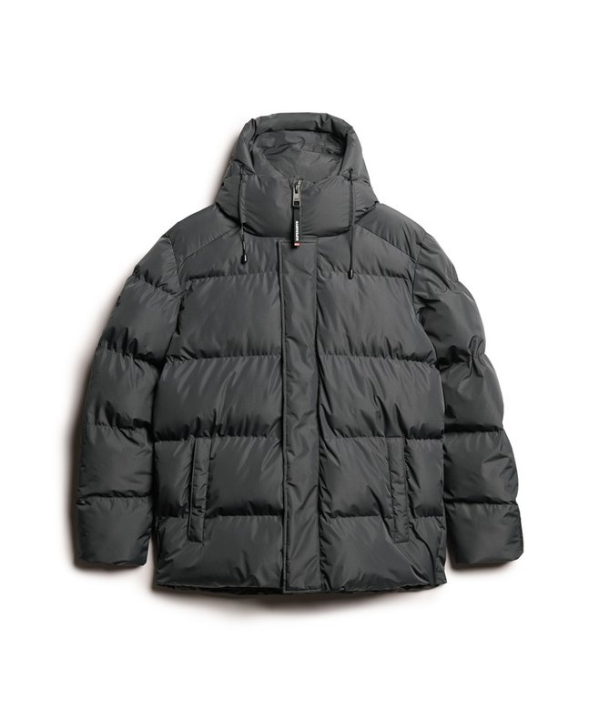 Hooded Mid Length Sports Puffer Jacket