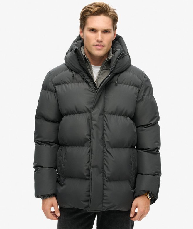 Hooded Mid Length Sports Puffer Jacket
