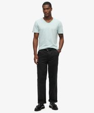 T-Shirt aus Flammgarn mit unversäuberten Kanten und V-Ausschnitt