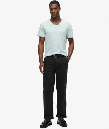 Raw Edge T-shirt van slubgaren met V-hals Image 2