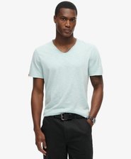 T-Shirt aus Flammgarn mit unversäuberten Kanten und V-Ausschnitt