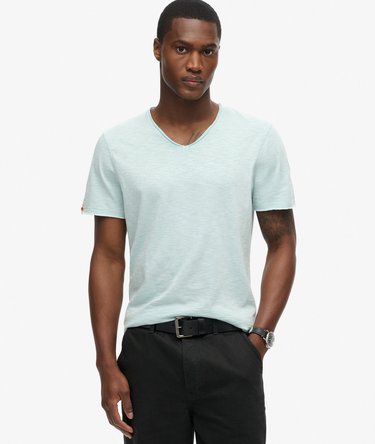 Raw Edge T-shirt van slubgaren met V-hals Image 1