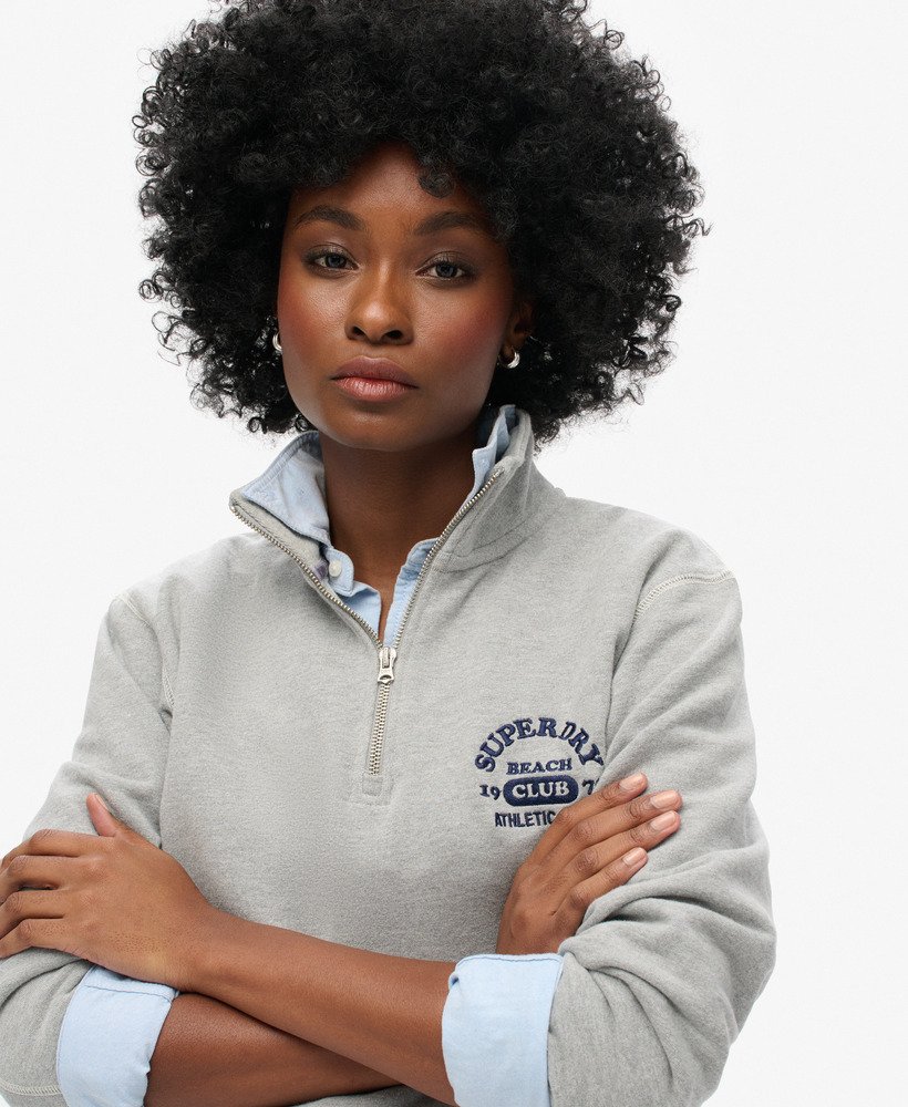 womens Athletic Essentials Half Zip Sweatshirt in GREY MARL