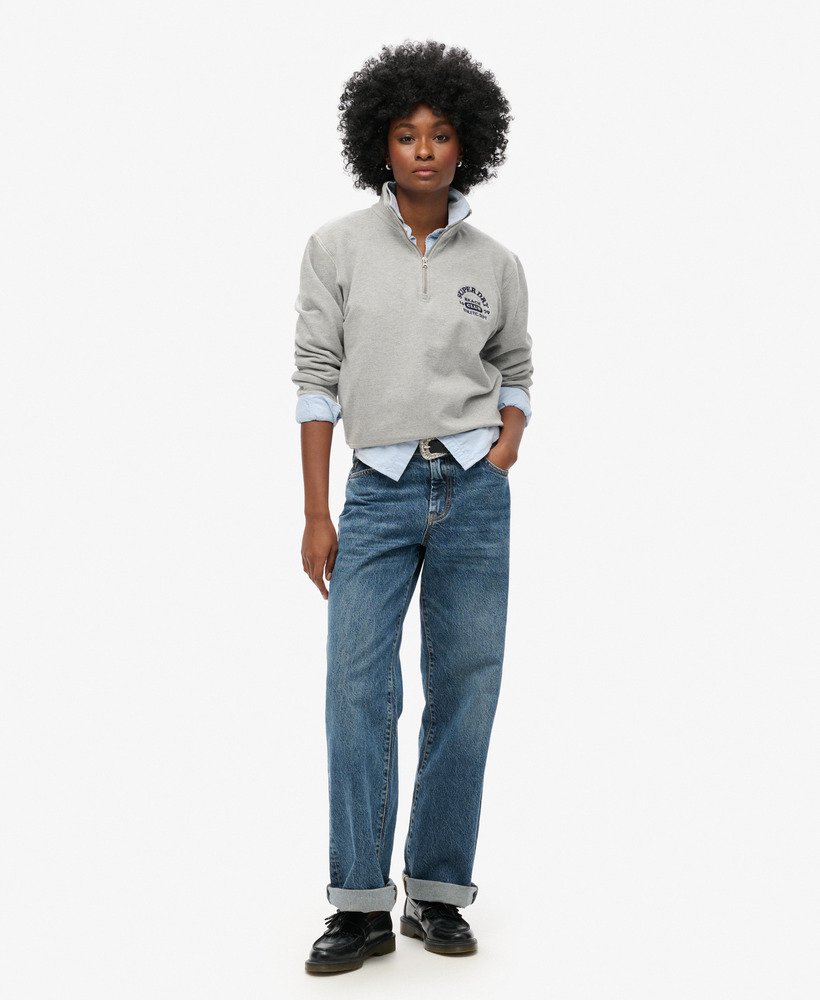 womens Athletic Essentials Half Zip Sweatshirt in GREY MARL