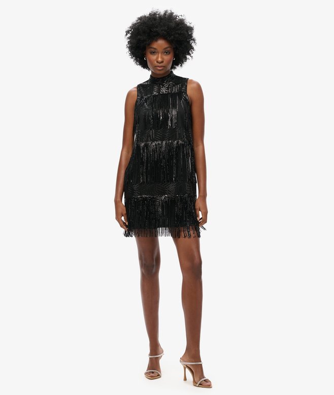 Fringe Sequin A Line Mini Dress