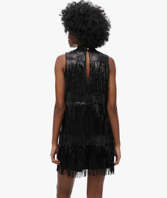 Fringe Sequin A Line Mini Dress
