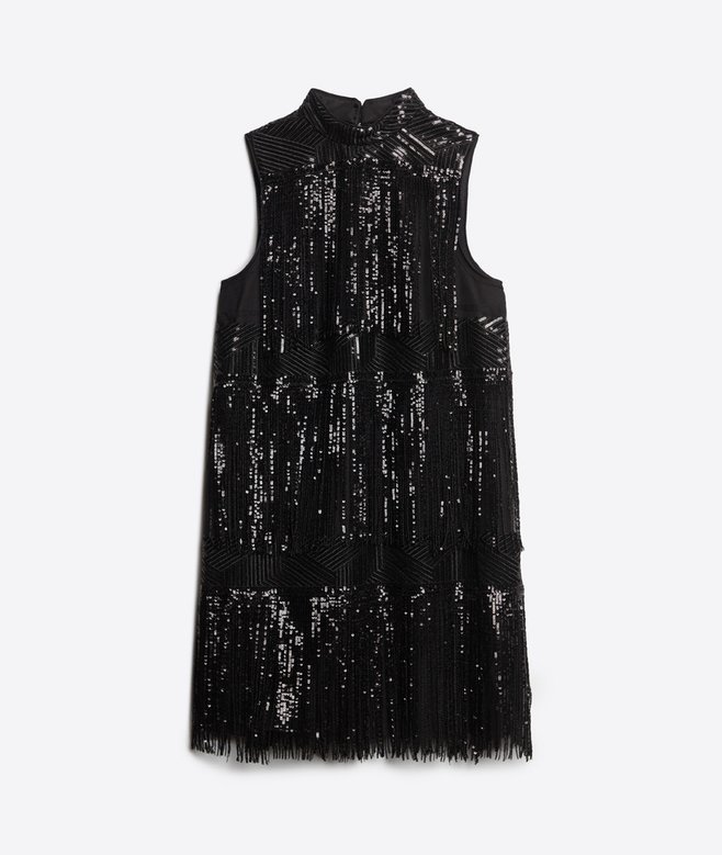 Fringe Sequin A Line Mini Dress