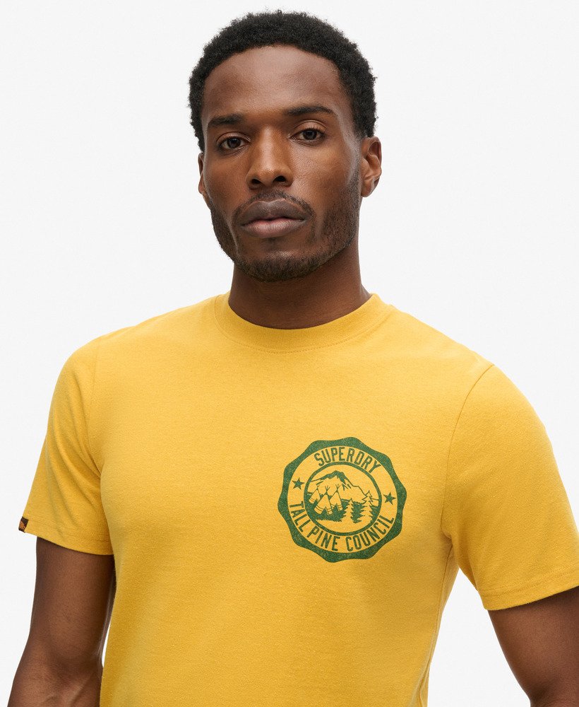 mens Outdoor Graphic T-Shirt in Mustard Yellow Marl | Superdry US