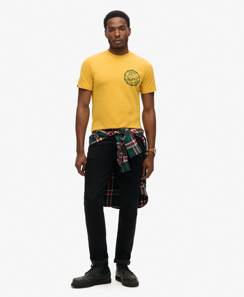 mens Outdoor Graphic T-Shirt in Mustard Yellow Marl | Superdry US