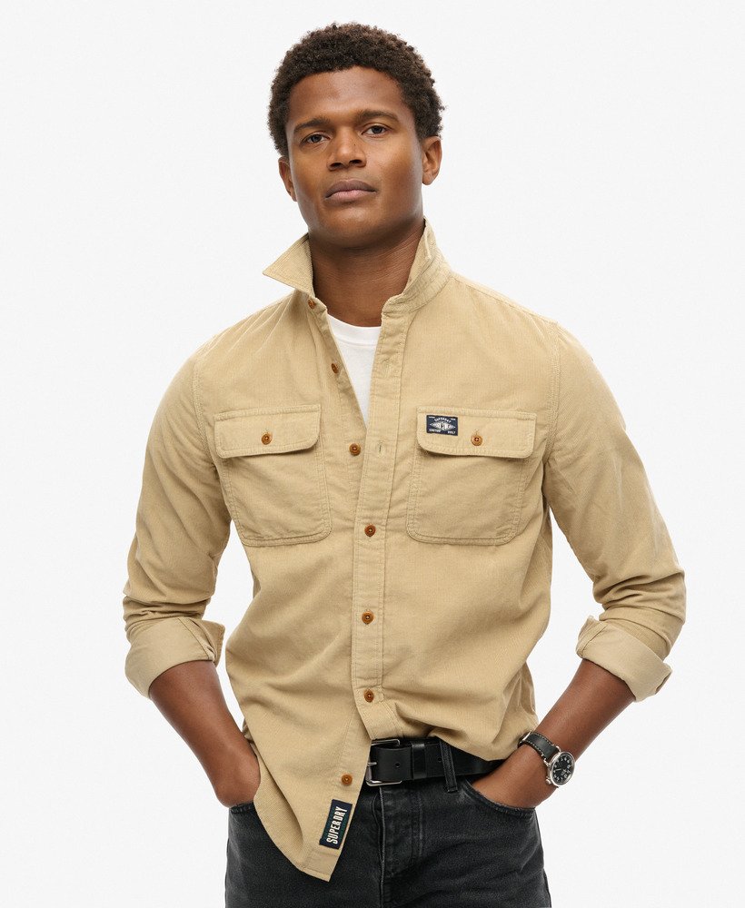 mens Trailsman Relaxed Fit Corduroy Shirt in Stone Wash Taupe