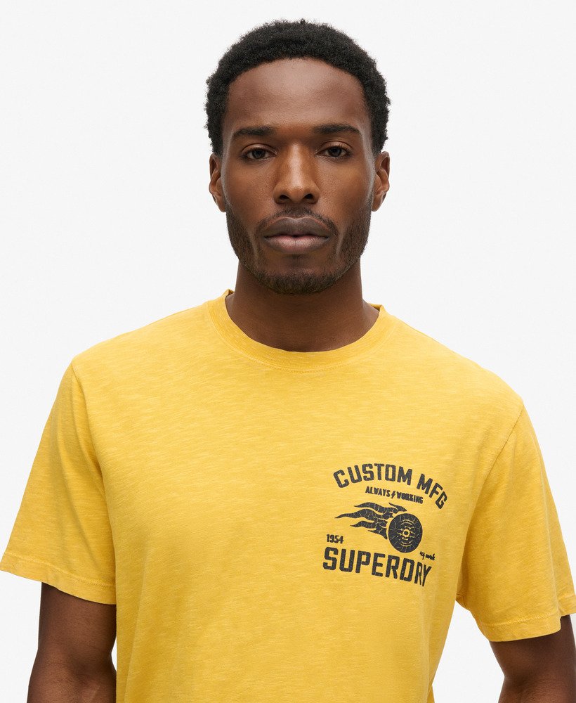mens Biker Graphic Loose T-Shirt in pigment yellow | Superdry US