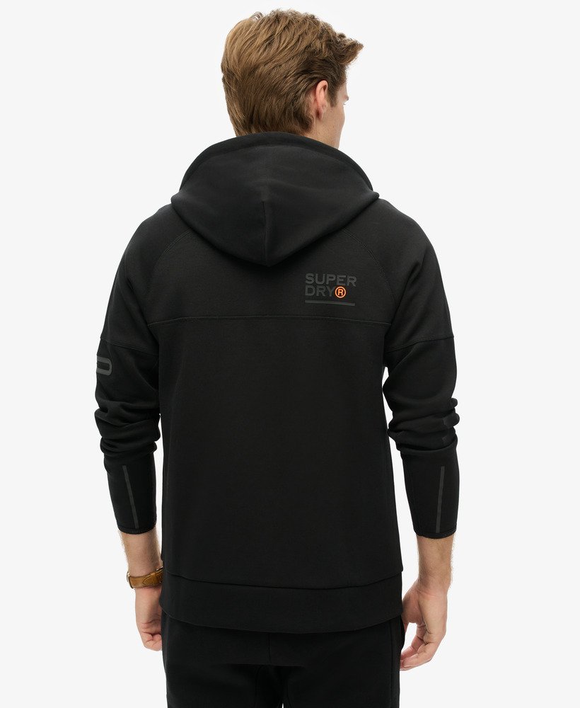 mens Tech Logo Loose Zip Hoodie in BLACK/ORANGE | Superdry US