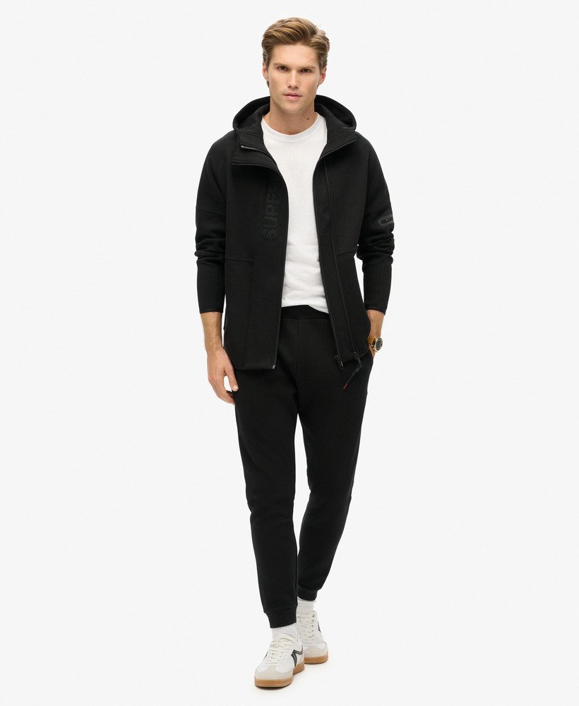 mens Tech Logo Loose Zip Hoodie in BLACK/ORANGE | Superdry US