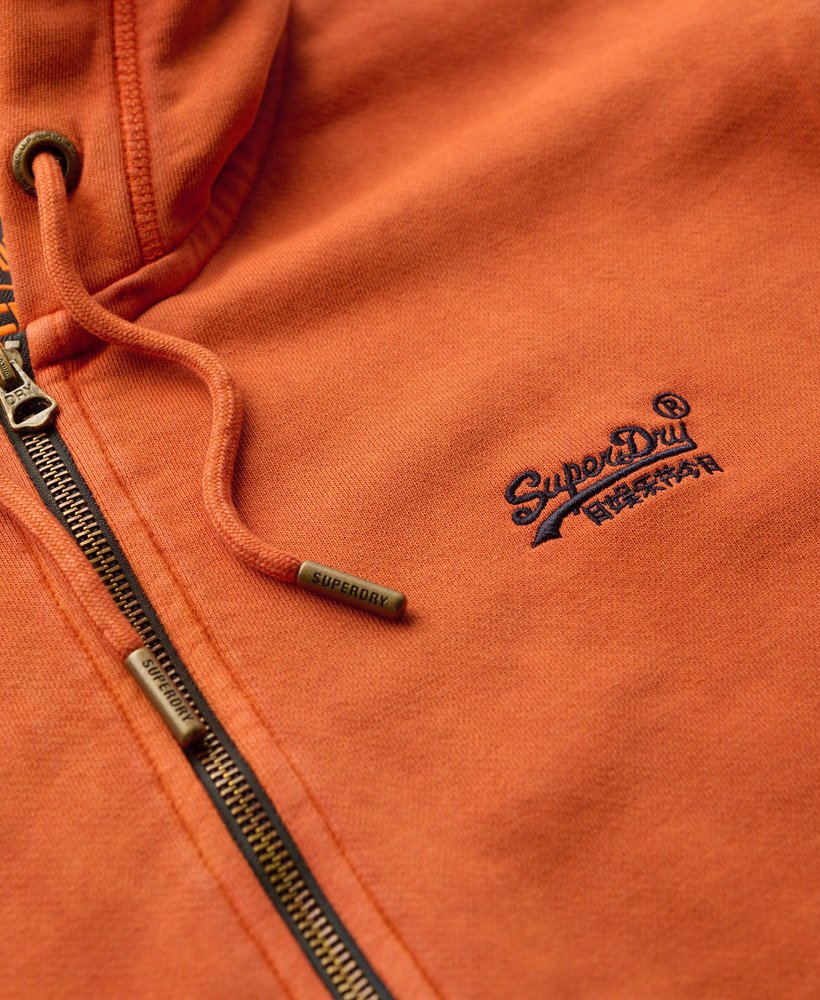 Superdry Men's Essential Logo Zip Hoodie - Washed, Relaxed Fit, Super Soft Cotton