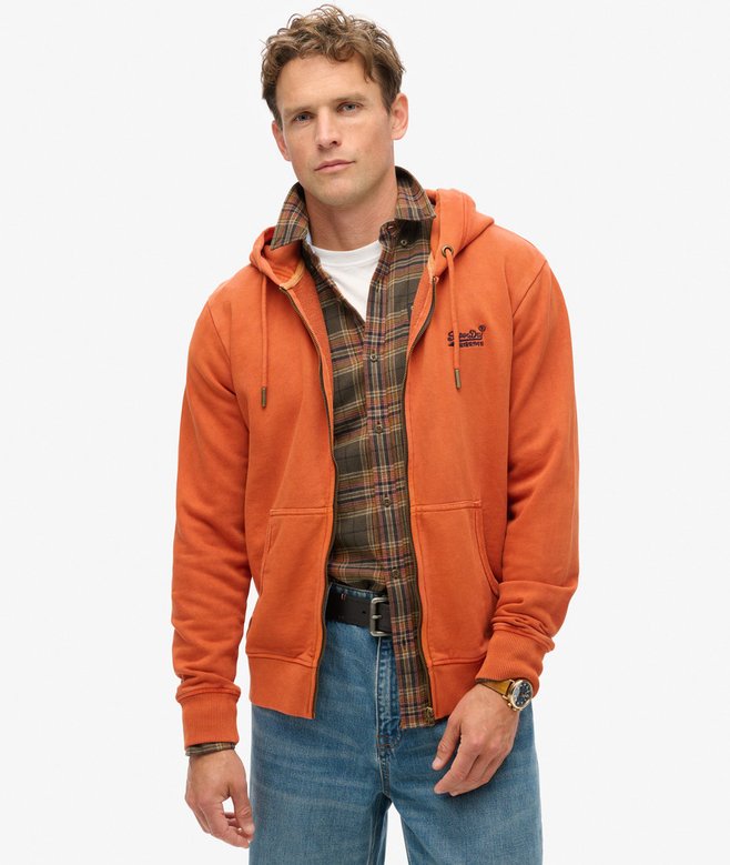Essential Logo Washed Zip Hoodie