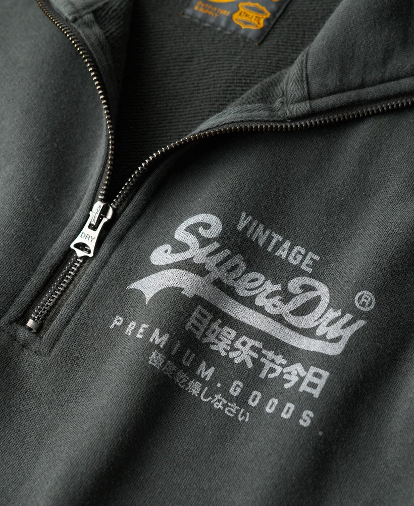 mens Classic Graphic Half Zip in Washed Black | Superdry UK