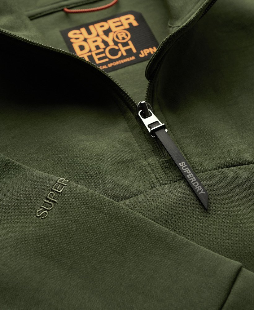 mens Tech Loose Half Zip Sweatshirt in Dark Moss Green | Superdry UK