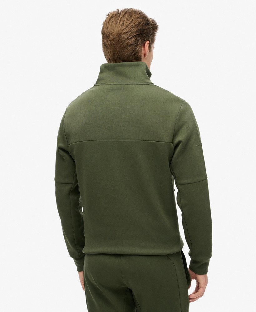 mens Tech Loose Half Zip Sweatshirt in Dark Moss Green | Superdry UK