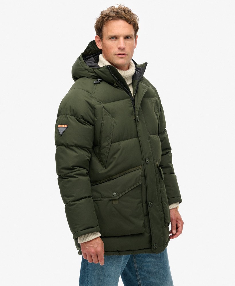 mens Expedition Puffer Parka Jacket in Surplus Goods Olive Green