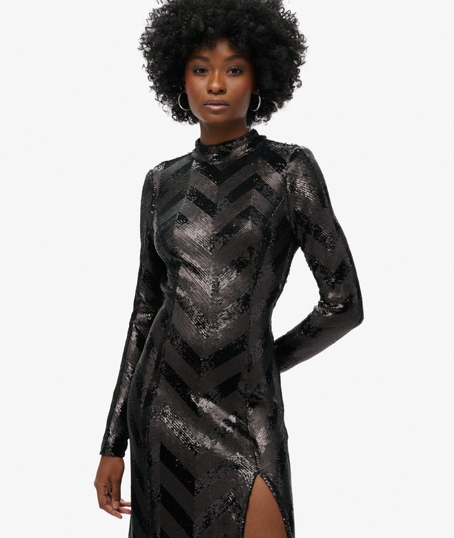 Chevron Open Back Midi Dress