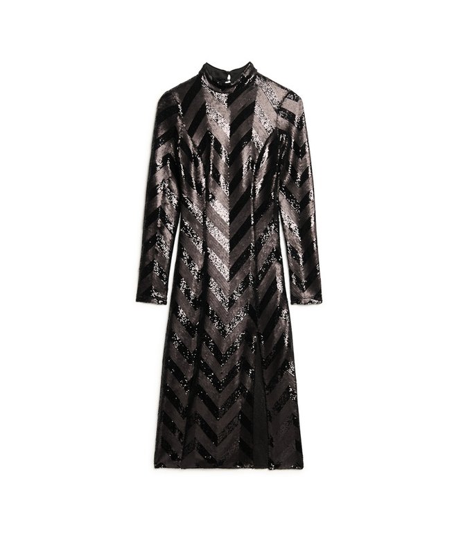 Chevron Open Back Midi Dress
