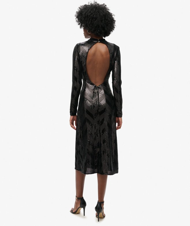 Chevron Open Back Midi Dress