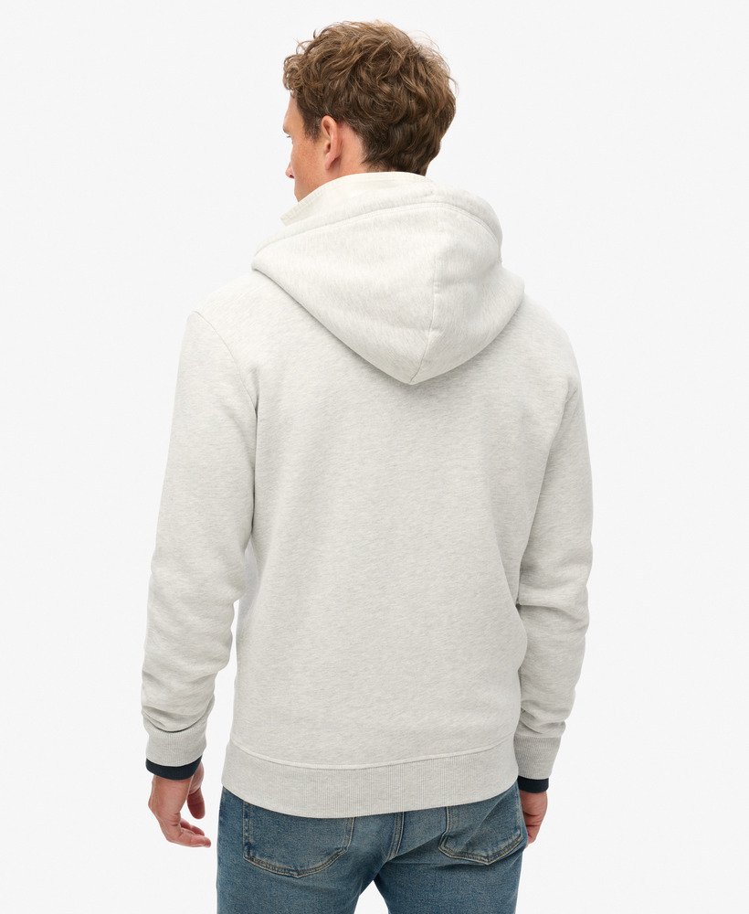 mens Essential Logo Zip Hoodie in Glacier Grey Marl