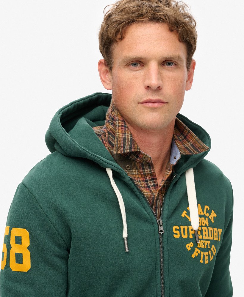 mens Track & Field Graphic Zip Hoodie in ENAMEL GREEN | Superdry US