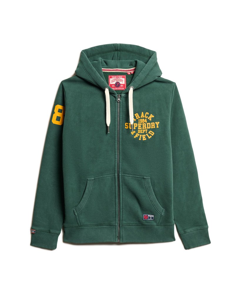 mens Track & Field Graphic Zip Hoodie in ENAMEL GREEN | Superdry US