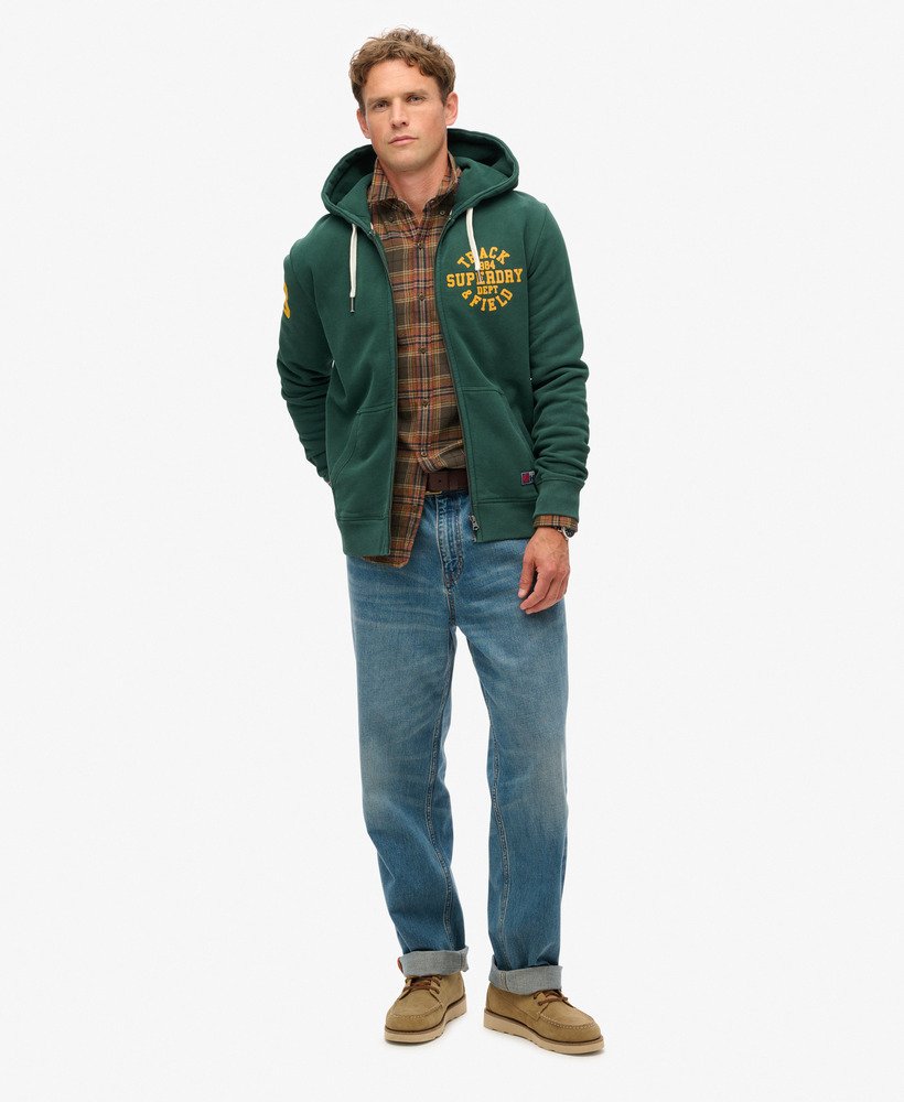 mens Track & Field Graphic Zip Hoodie in ENAMEL GREEN | Superdry US