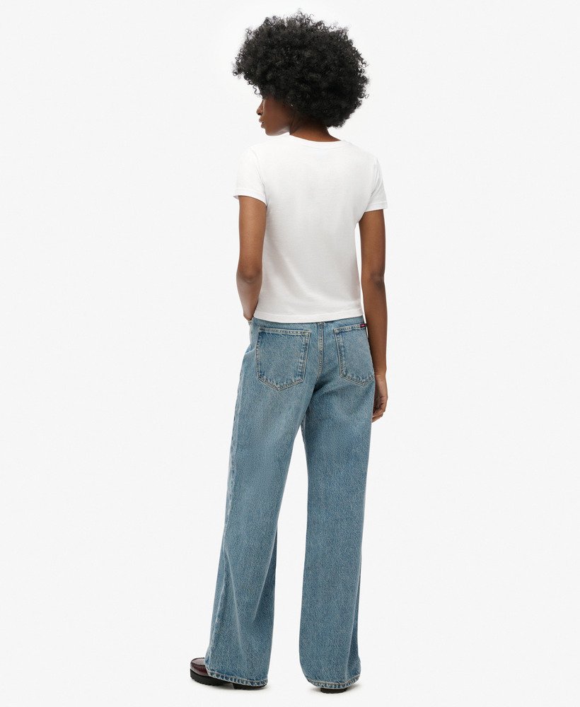 womens Organic Cotton Wide Leg Jeans in Houston Mid Vintage womens Organic Cotton Wide Leg Jeans in Houston Mid Vintage