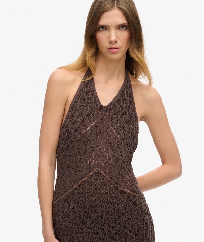 Crochet Halter Maxi Dress