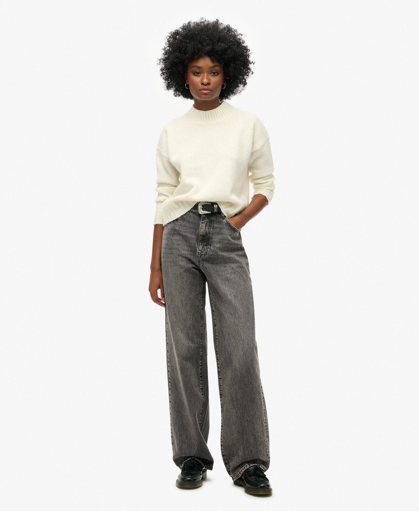 womens Organic Cotton Wide Leg Jeans in Lenox Grey | Superdry US