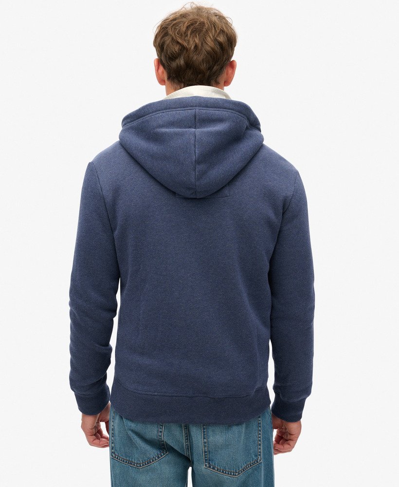 mens Essential Logo Zip Hoodie in Heritage Navy Marl