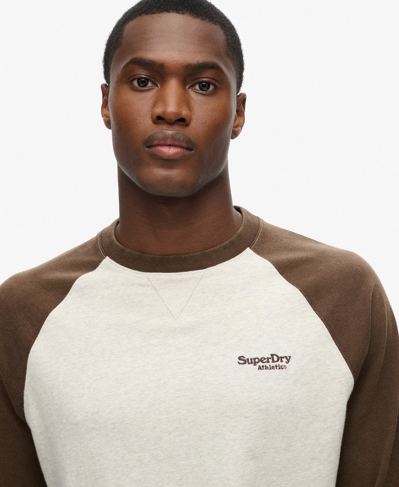 mens Essential Logo Baseball Long Sleeve Top in Lightning Grey