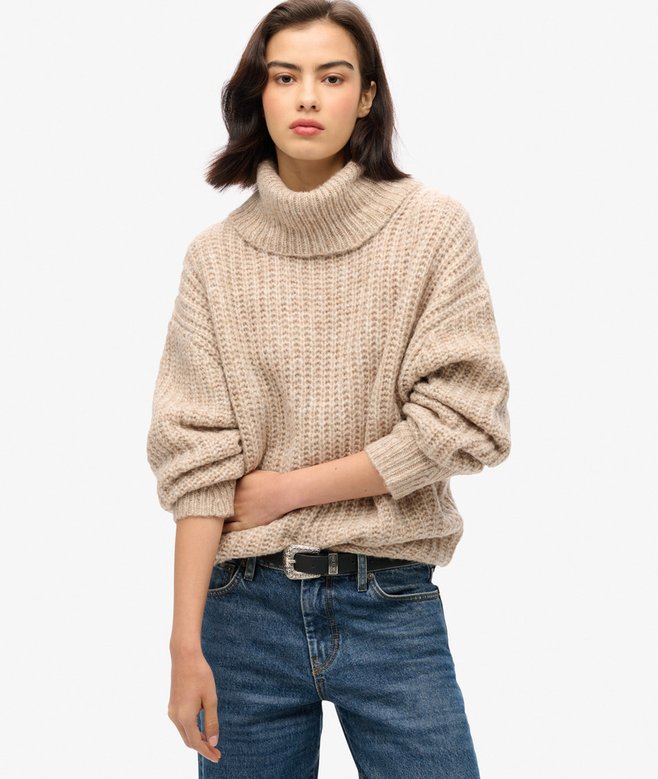 Brushed Rib Slouch Neck Jumper