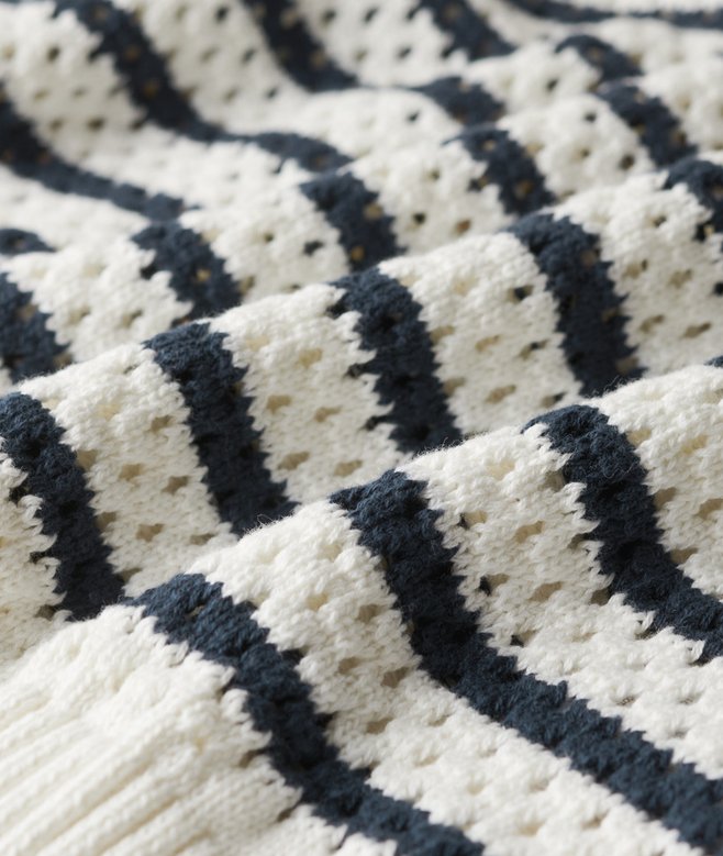 Stripe Crochet Cropped Crew Jumper