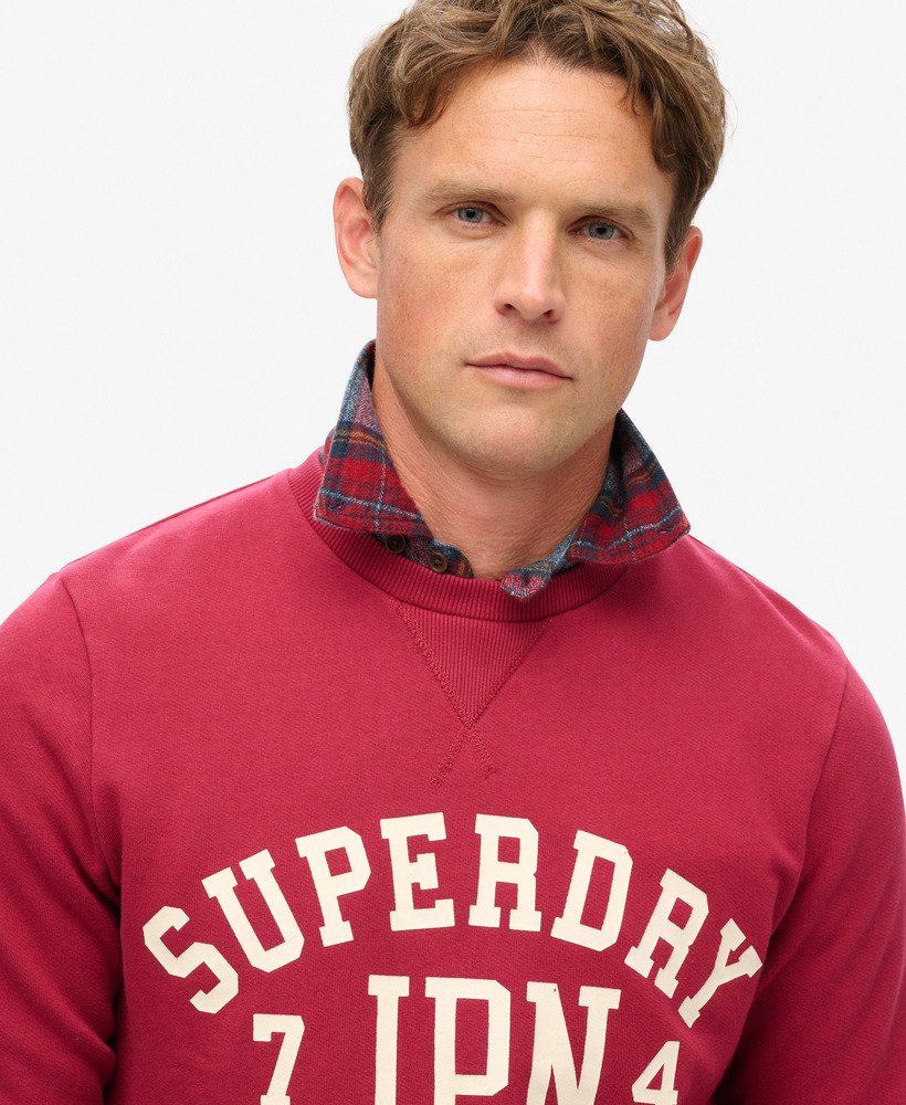 mens Athletic Printed Sweatshirt in Bordeaux Red | Superdry US