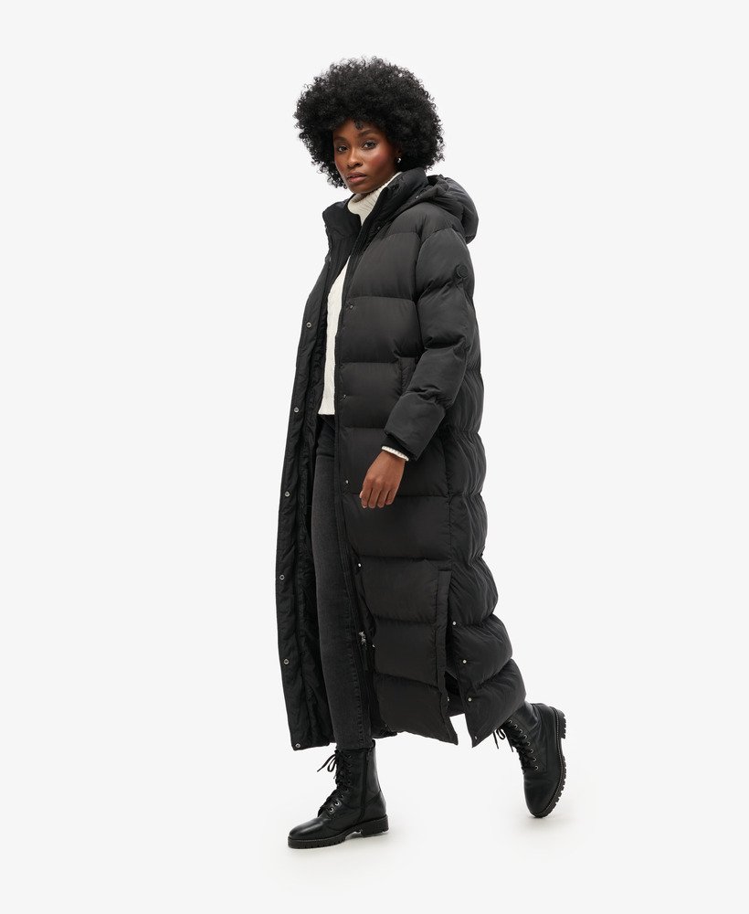 womens Maxi Hooded Puffer Coat in Black | Superdry CA-EN
