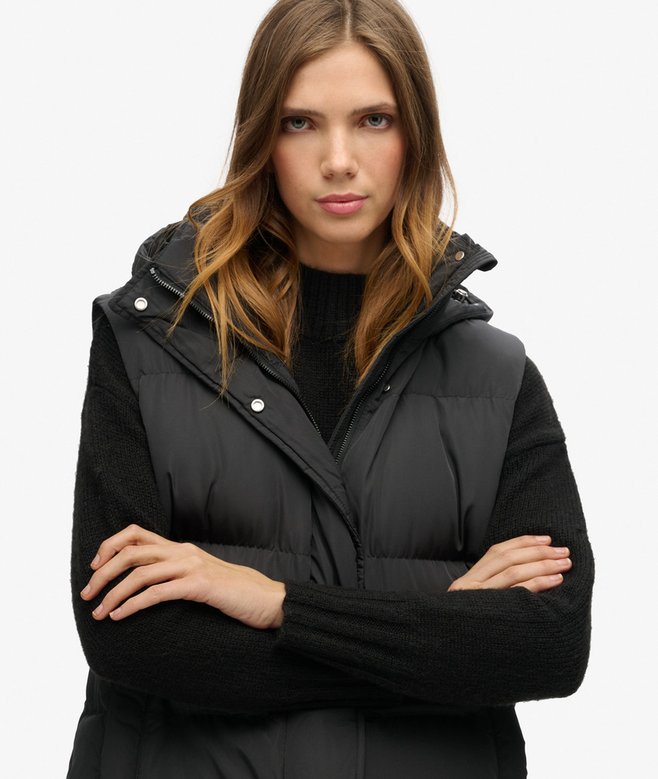 Longline Hooded Puffer Gilet