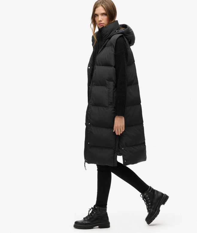 Longline Hooded Puffer Gilet