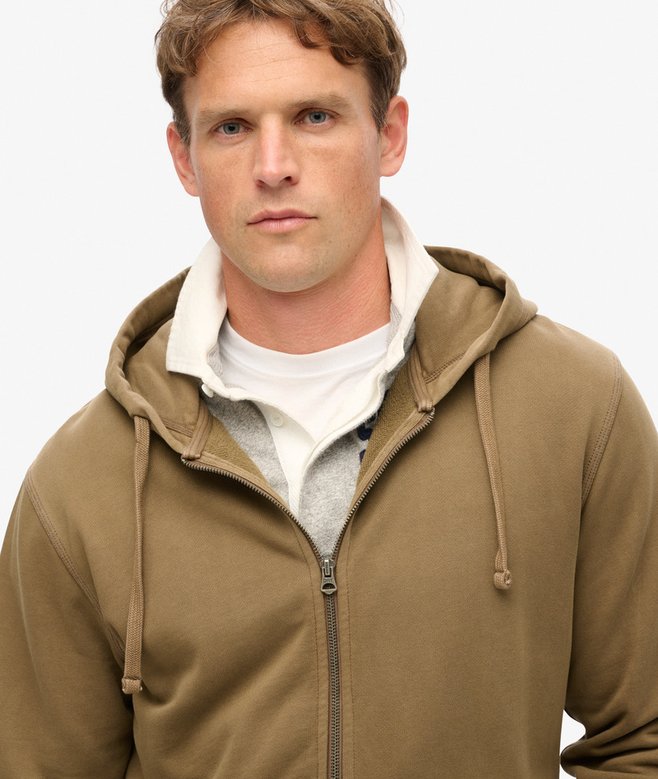 Contrast Stitch Relaxed Zip Hoodie