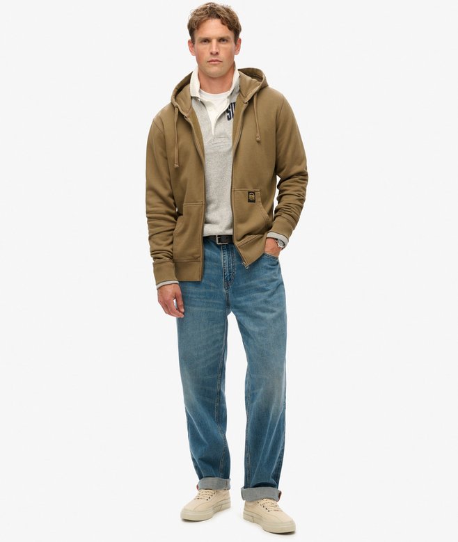Contrast Stitch Relaxed Zip Hoodie