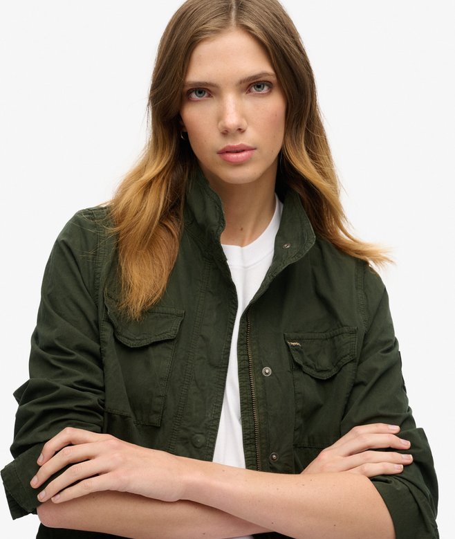 womens M65 Embellished Military Jacket in Surplus Goods Olive