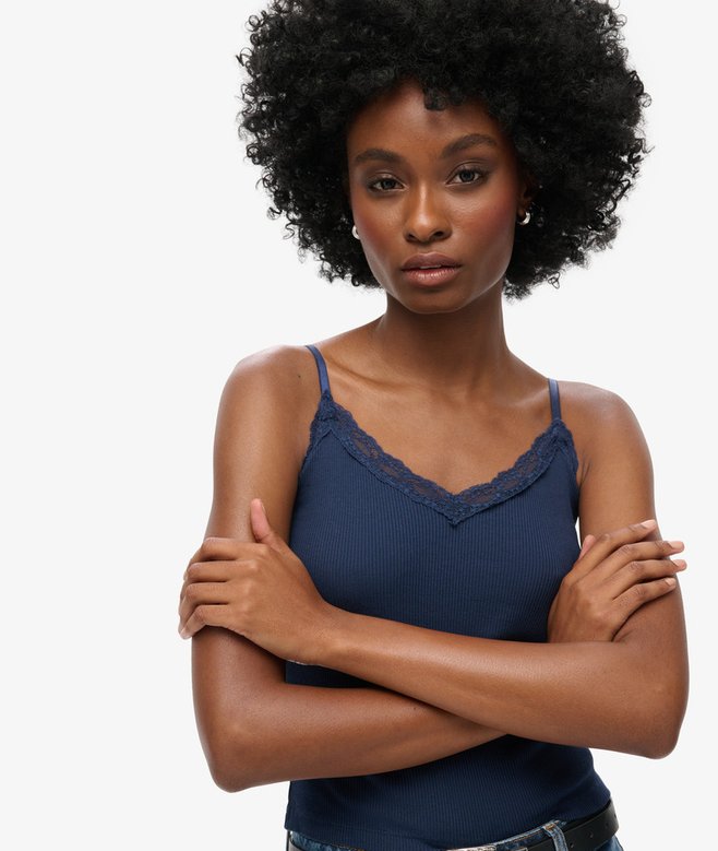 Athletic Essential Lace Trim Cami Top