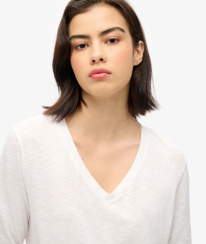 Long Sleeve Jersey V-Neck Top