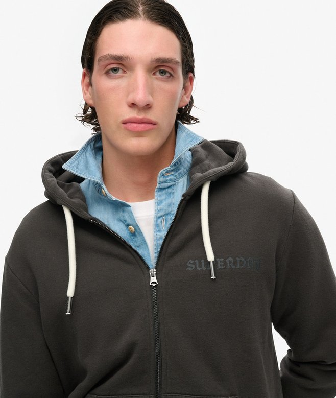 Tattoo Graphic Loose Zip Hoodie