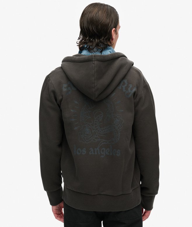 Tattoo Graphic Loose Zip Hoodie
