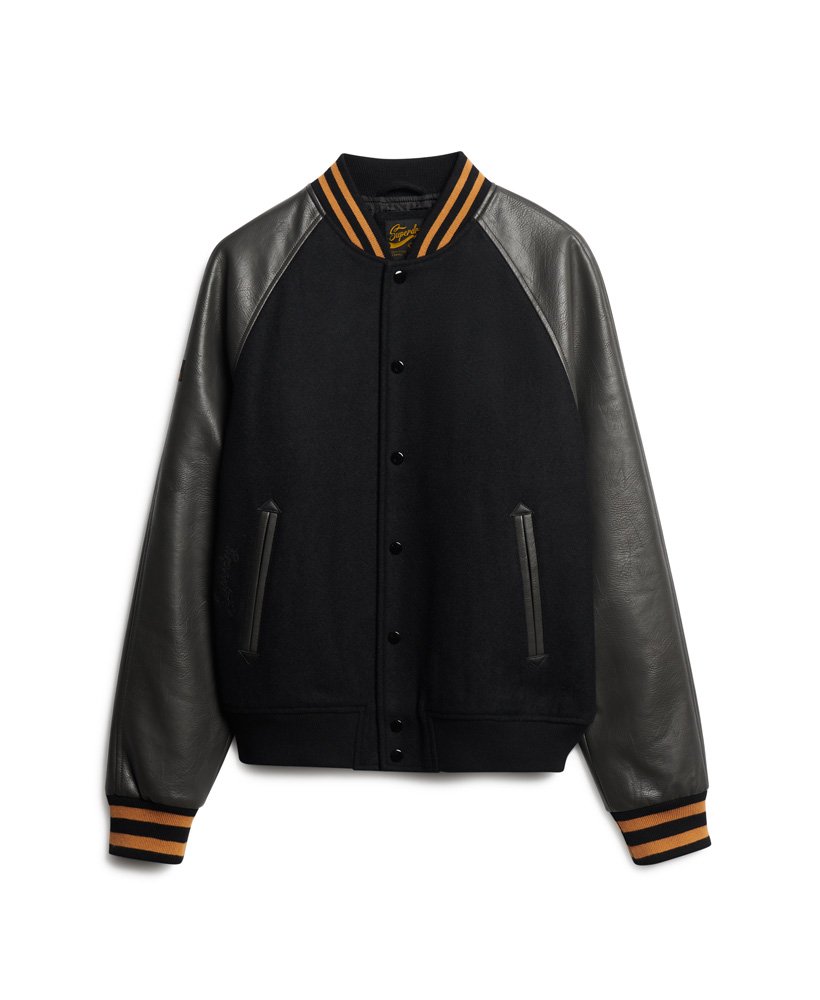 mens College Varsity Bomber Jacket in JET BLACK | Superdry CA-EN