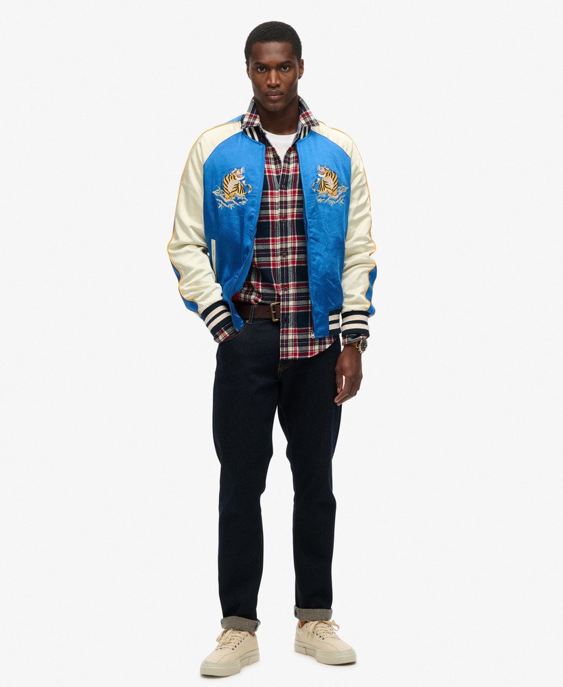 mens Sukajan Embroidered Bomber Jacket in DODGER BLUE | Superdry US